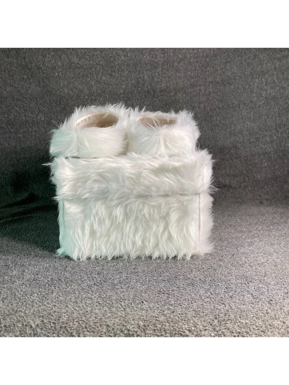 Bravest Studios Slippers Shoes Mens Size 11 White Faux Fur Monster Platform